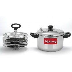 Lifelong Idli Cooker 4 Plate | 16 Idlis | Stainless Steel Idli Cooker,5 Litres 